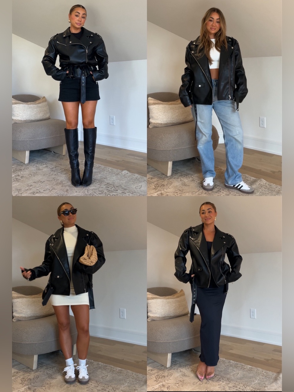 MISSGUIDED Black Faux Leather Moto Jacket with Belt